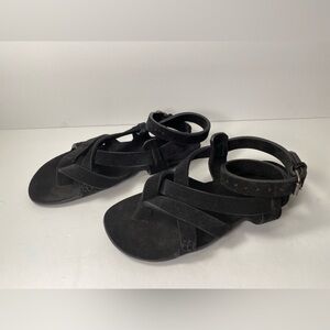 Saint Laurent culver flat suede sandals thong black 35